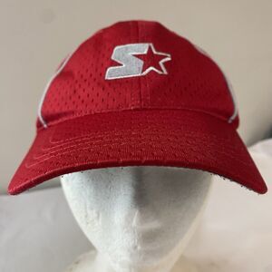 Vntg Red Started cap youth OS mesh silver embroidered logo